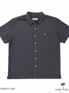 Joe Marlin Comfort Fit Shirt Mens Large Black Rayon Blend Button Up Camp Casual